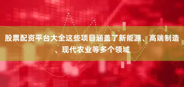 股票配资平台大全这些项目涵盖了新能源、高端制造、现代农业等多个领域