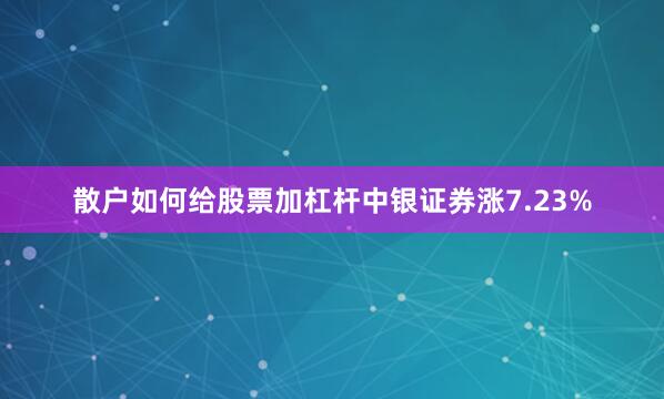 散户如何给股票加杠杆中银证券涨7.23%