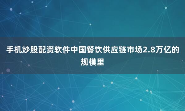 手机炒股配资软件中国餐饮供应链市场2.8万亿的规模里